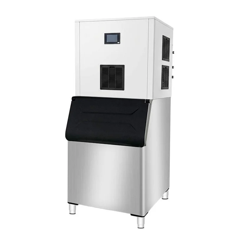 ArcticSalt commercial flake ice maker machine with stainless steel storage bin and 200kg per 24-hour ice production capacity.