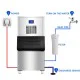 ArcticSalt commercial flake ice maker machine with stainless steel storage bin and 200kg per 24-hour ice production capacity.