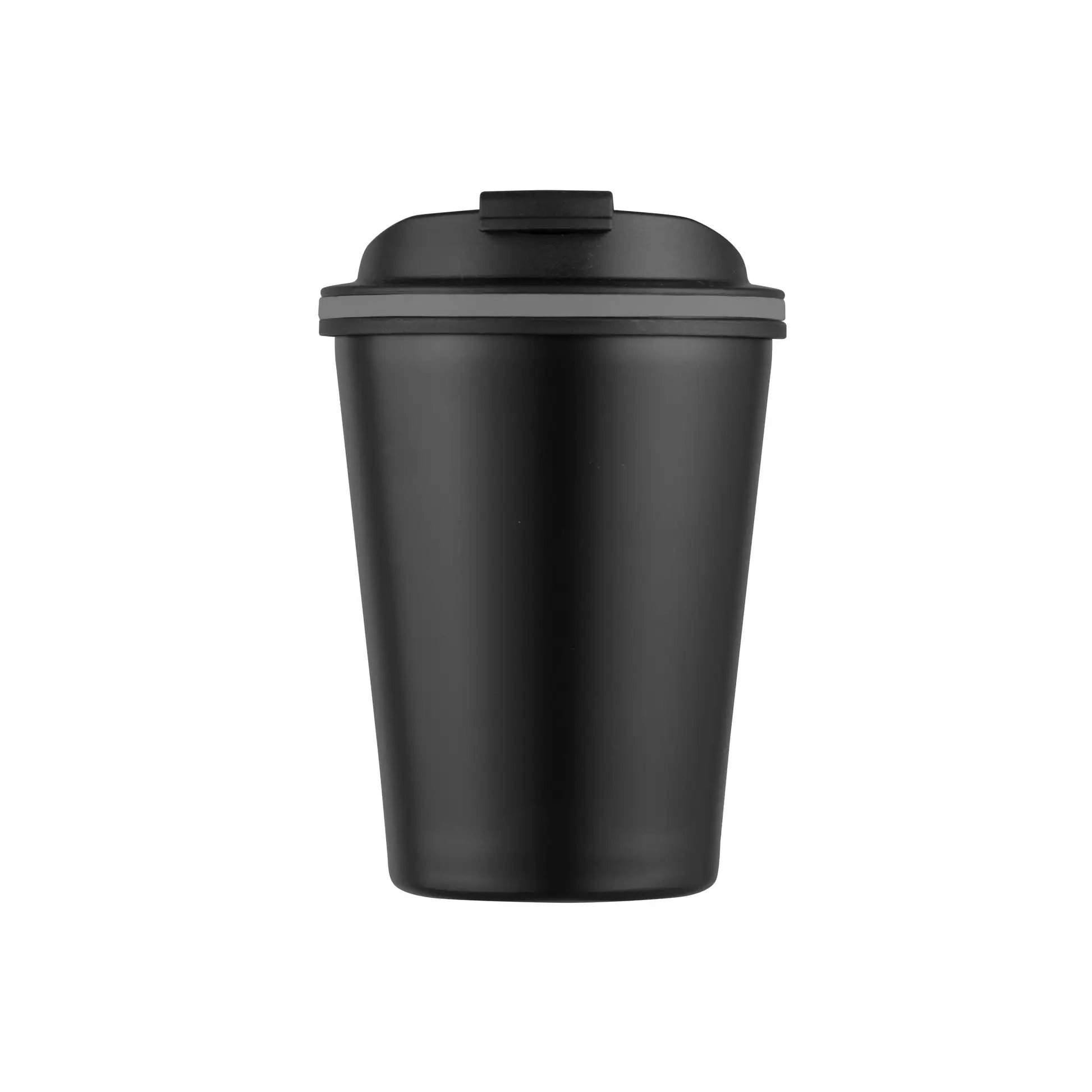 Avanti GoCup 236ml double wall insulated reusable travel cup with matte black finish, secure sip lid and vacuum-insulated stainless steel construction for hot and cold drinks.