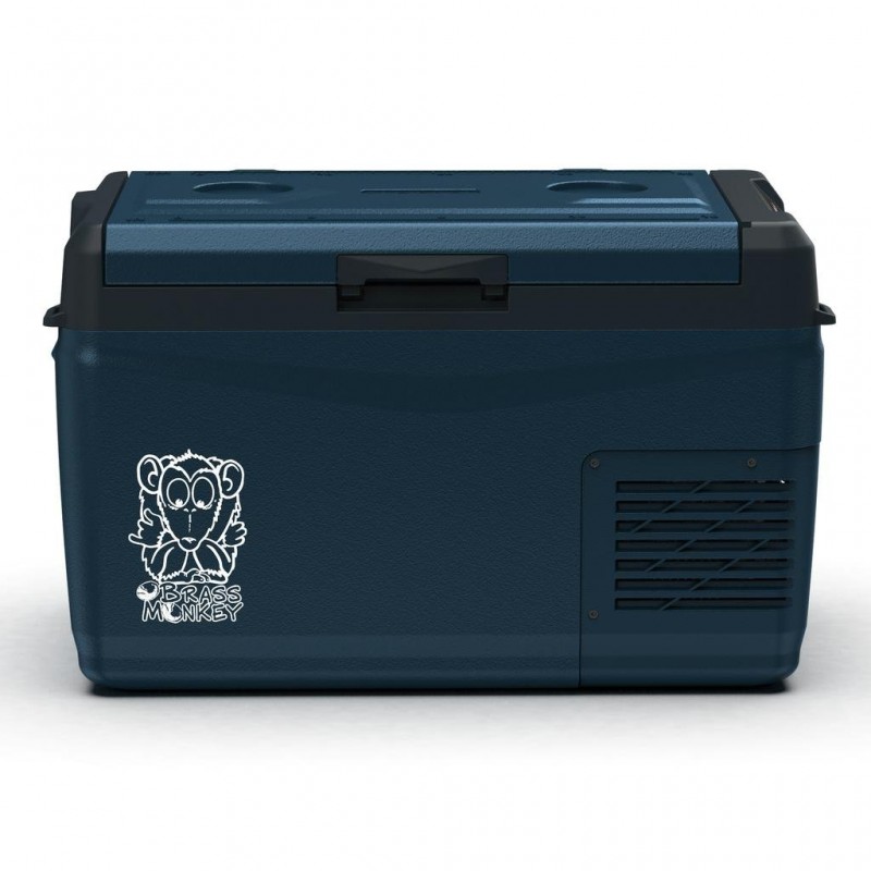 Brass Monkey CFR30 30L portable fridge freezer with 12V and 24V DC operation, compact rugged design and efficient cooling system for camping, caravanning and outdoor travel use