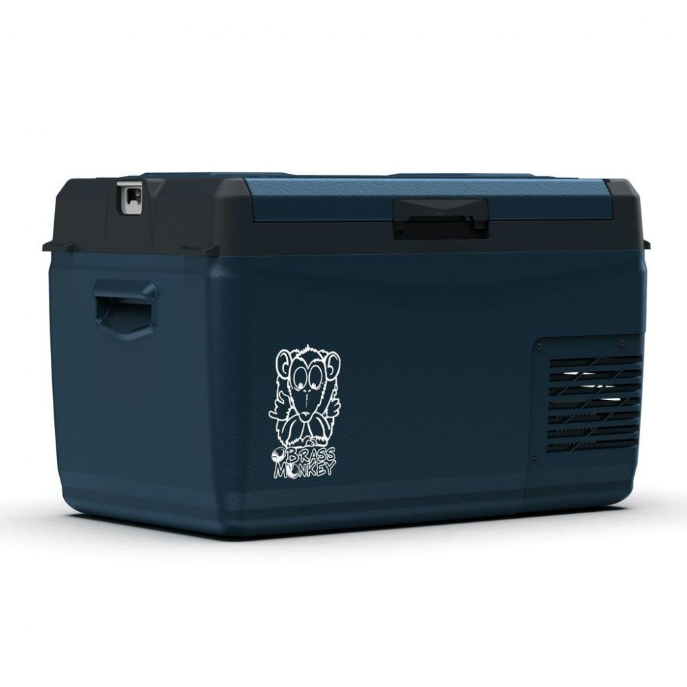 Brass Monkey CFR30 30L portable fridge freezer with 12V and 24V DC operation, compact rugged design and efficient cooling system for camping, caravanning and outdoor travel use