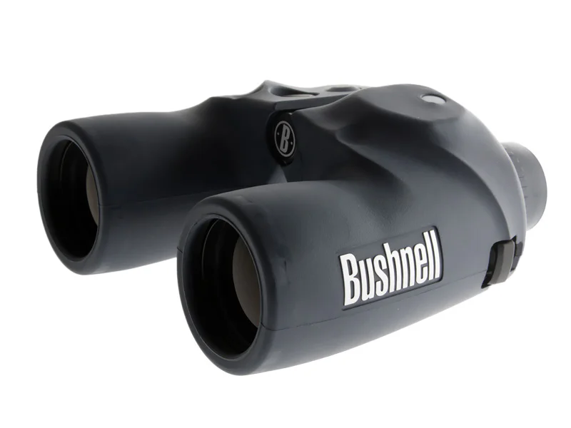 Bushnell Marine 7x50 waterproof binoculars with integrated illuminated compass, rubber-armored construction, and high-clarity optics for marine navigation, boating, and outdoor observation.