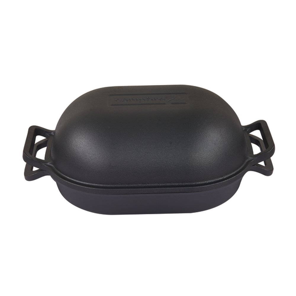 Campfire Combo 4L cast iron camp oven with durable black finish, dual-purpose lid and side handles designed for camping, outdoor cooking and campfire baking adventures
