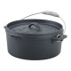 Campfire Frontier 9-piece cast iron cook set featuring skillet, camp oven, cooking accessories, gloves and carry bag designed for camping, outdoor cooking and campfire meal preparation