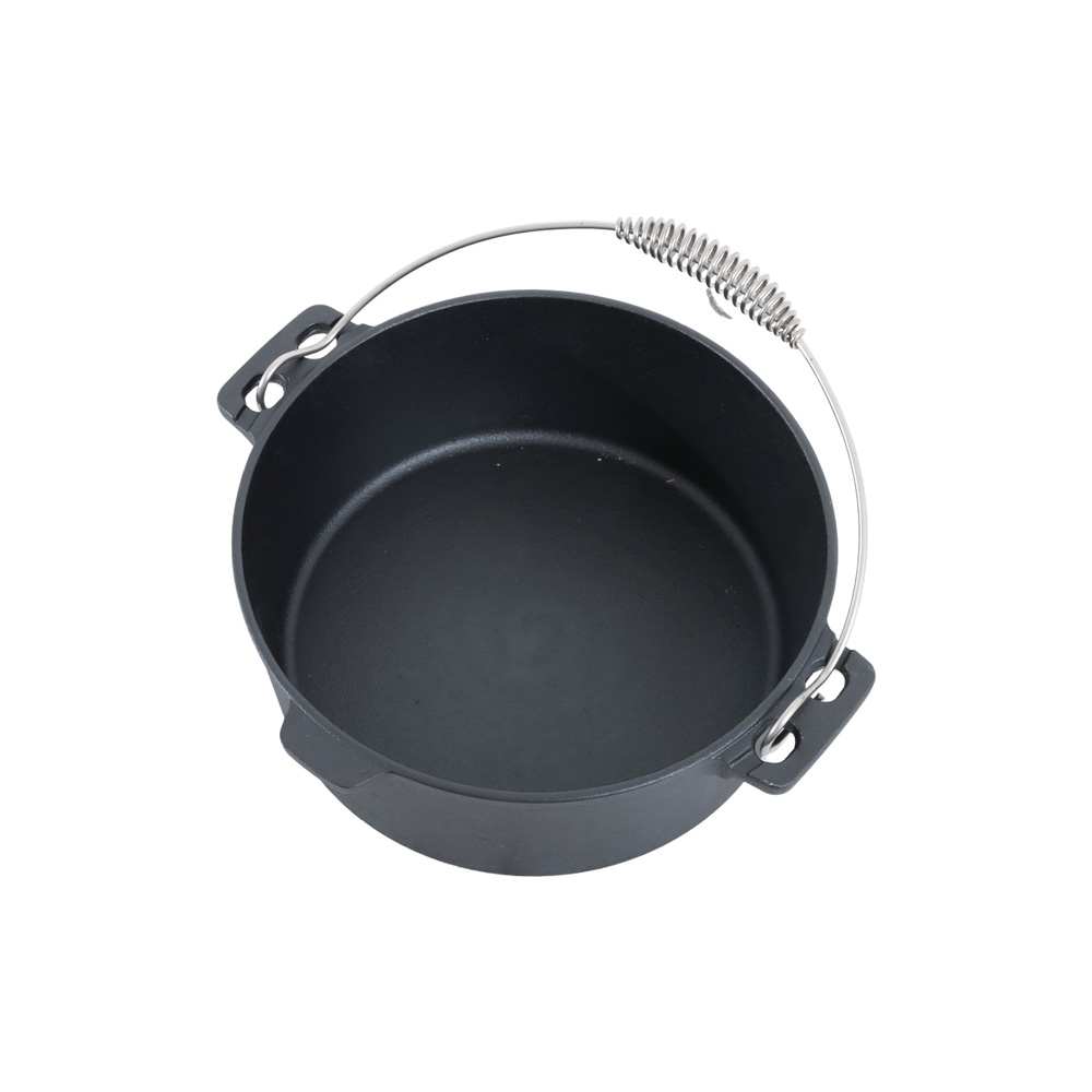 Campfire Frontier 9-piece cast iron cook set featuring skillet, camp oven, cooking accessories, gloves and carry bag designed for camping, outdoor cooking and campfire meal preparation