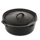 Campfire pre-seasoned 12 quart cast iron camp oven with heavy-duty lid and carry handle designed for camping, outdoor cooking, baking and campfire meal preparation