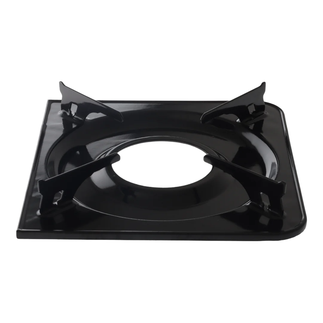 Campmaster Pot & Frypan Gas Cooker Stand – 2 Piece Set Black Campmaster gas cooker stand for supporting pots and frying pans, supplied as a two-piece set for camping stoves.