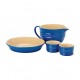 Chasseur 4-Piece Ceramic Bakeware & Prep Starter Set Four-piece red ceramic kitchen starter set featuring a large mixing jug, round pie dish, and two ramekins with cream interiors. Ideal for baking, mixing, preparing ingredients, and serving desserts, combining durable stoneware with a classic oven-to-table