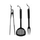 Dometic 3-piece BBQ tool set including grilling tongs, slotted spatula and barbecue fork with hanging loops designed for outdoor cooking, camping, picnics and backyard barbecues