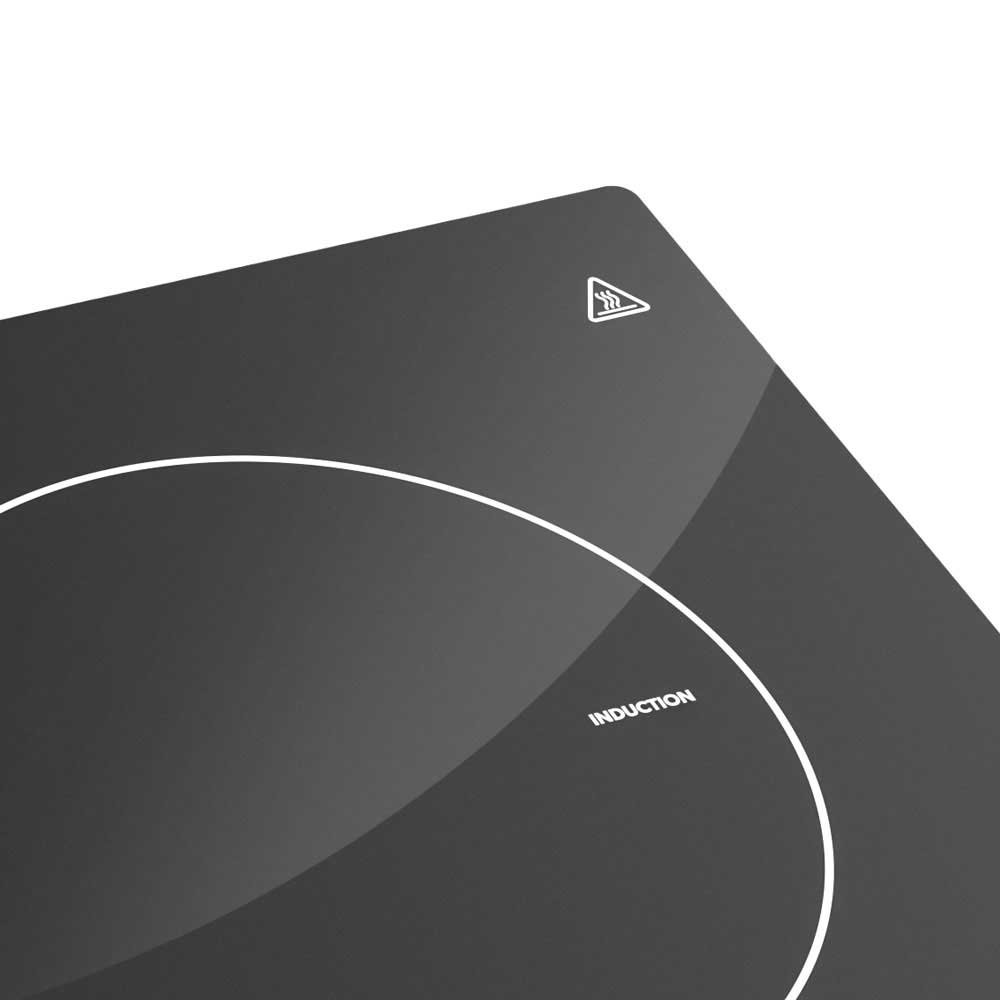 Dometic 1-zone induction cooktop with sleek black glass surface, touch controls and portable design for camping, caravanning, motorhomes and energy-efficient outdoor cooking applications