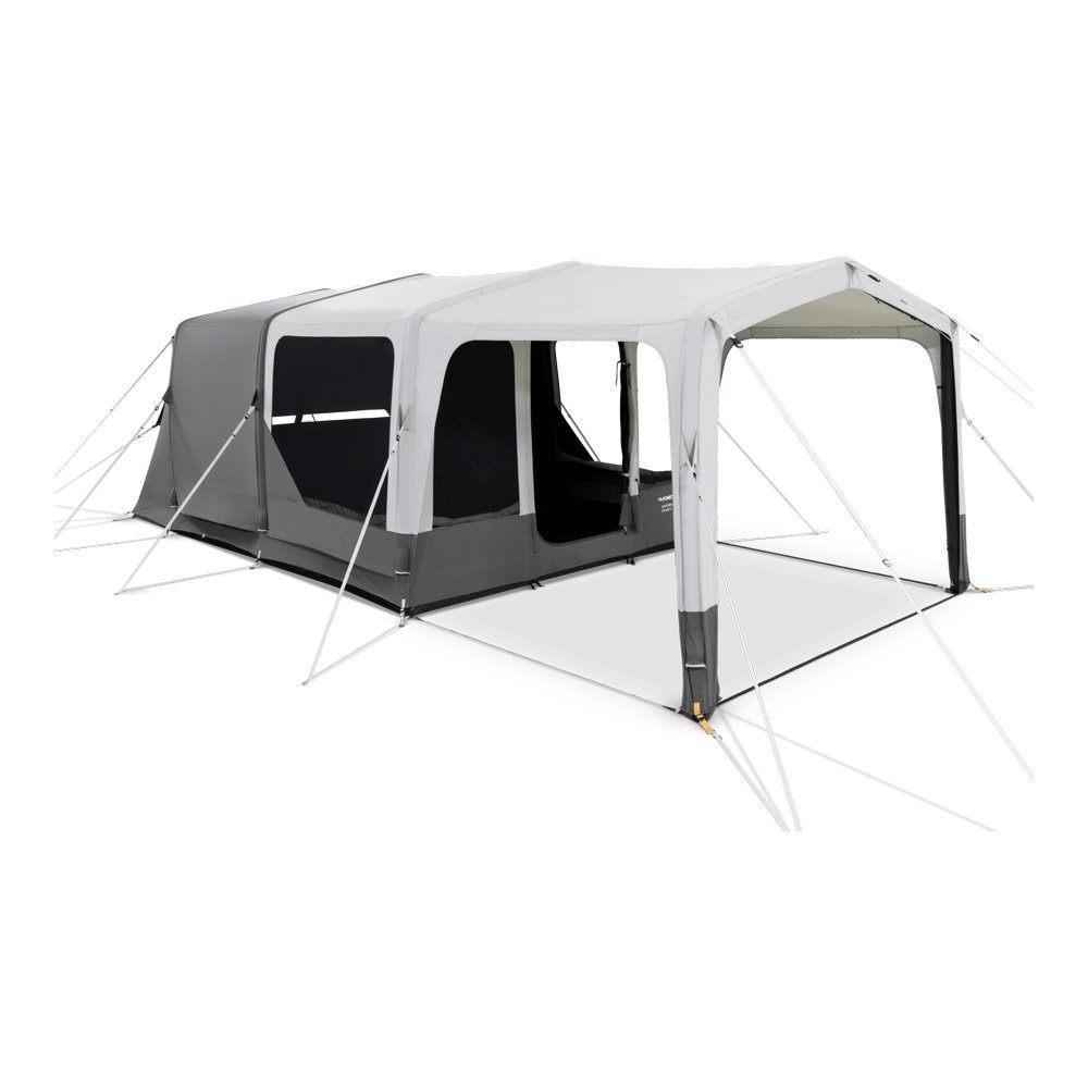 Dometic Santorini FTK 8-person inflatable air tent with spacious multi-room layout, large front awning, panoramic windows and fast-pitch air frame design for family camping, touring and extended outdoor adventures