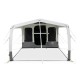 Dometic Santorini FTK 8-person inflatable air tent with spacious multi-room layout, large front awning, panoramic windows and fast-pitch air frame design for family camping, touring and extended outdoor adventures