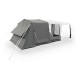 Dometic Santorini FTK 8-person inflatable air tent with spacious multi-room layout, large front awning, panoramic windows and fast-pitch air frame design for family camping, touring and extended outdoor adventures