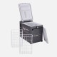 Engel MT-V Combi 39L portable fridge freezer with separate fridge and freezer compartments, rugged grey powder-coated steel cabinet, digital temperature controls, secure locking lid, and heavy-duty carry handle for camping, caravanning, 4WD touring, boati