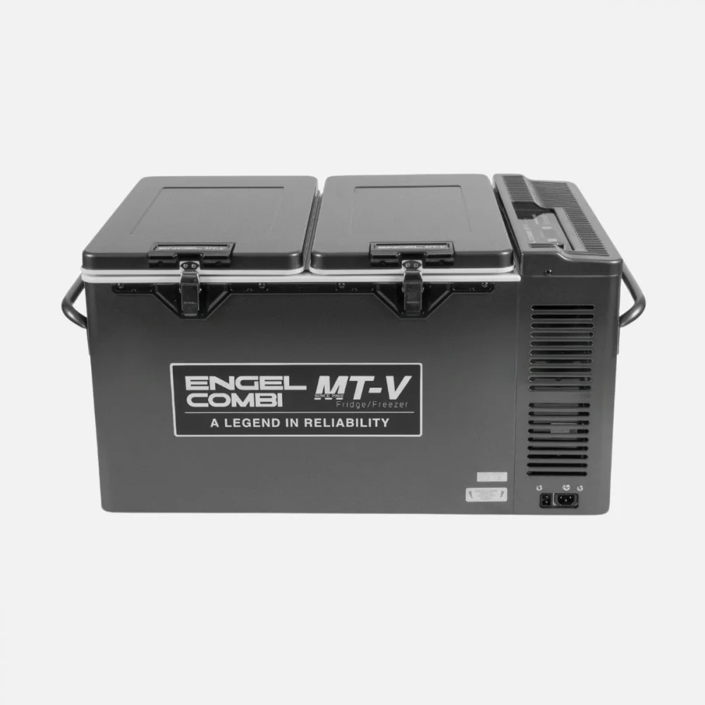 Engel MT-V Twin Door Combi Portable Fridge and Freezer - 57 Litre Engel MT-V Twin Door Combi Portable Fridge and Freezer - 57Litre with dual-lid access, separate fridge and freezer compartments, durable powder-coated steel cabinet, digital temperature controls, secure locking latches, heavy-duty side handles, and reliab