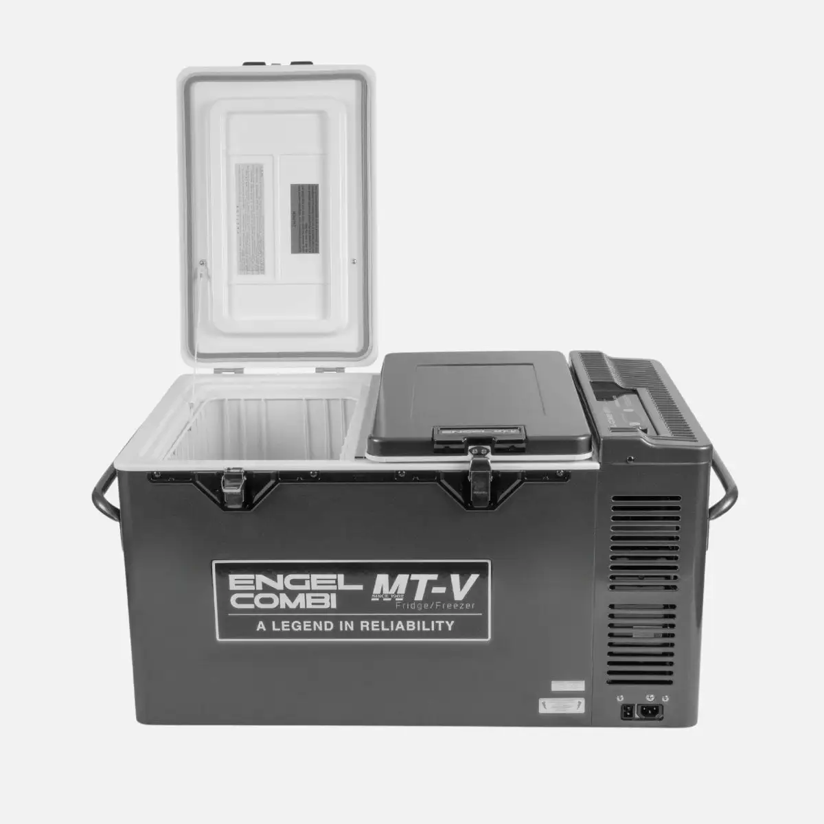 Engel MT-V Twin Door Combi Portable Fridge and Freezer - 57 Litre Engel MT-V Twin Door Combi Portable Fridge and Freezer - 57Litre with dual-lid access, separate fridge and freezer compartments, durable powder-coated steel cabinet, digital temperature controls, secure locking latches, heavy-duty side handles, and reliab