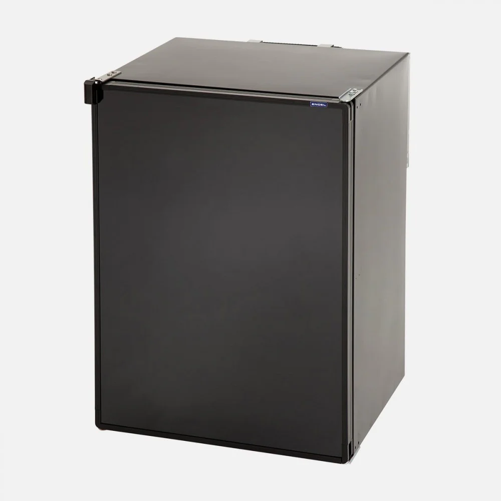 Engel ST90F-G4-B Upright Fridge-Freezer - 80 Litre Engel ST90F-G4-B Upright Fridge-Freezer with 80-litre capacity, matte black finish, compact upright design, reversible door, secure travel latch, and 12V, 24V, and 240V compatibility, ideal for caravans, camper trailers, motorhomes, boats, off-grid cabins