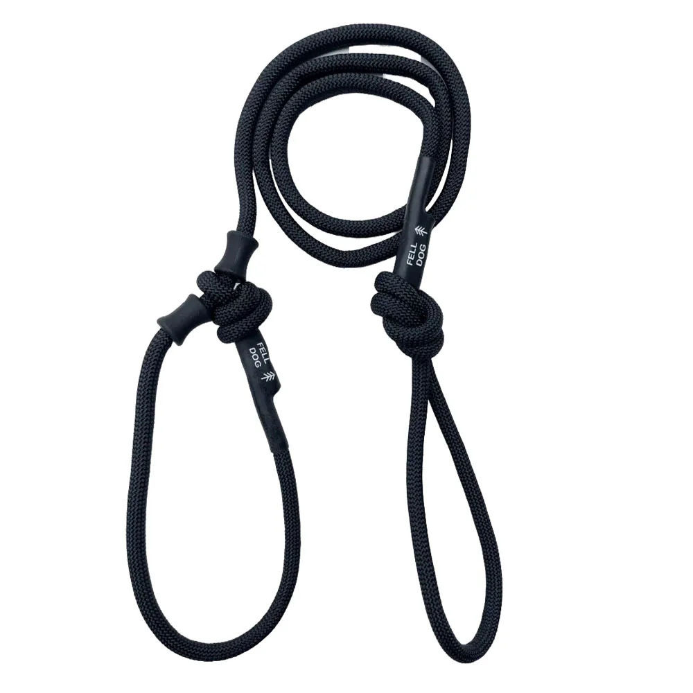 Black Fell Dog Ambleside Stopper Lead made from braided rope with adjustable stopper knots and loop handles.