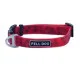Fell Dog Drench Adjustable Dog Collar – Red Red Fell Dog Drench dog collar with geometric pattern, adjustable buckle, branded label and metal D-ring for lead attachment.