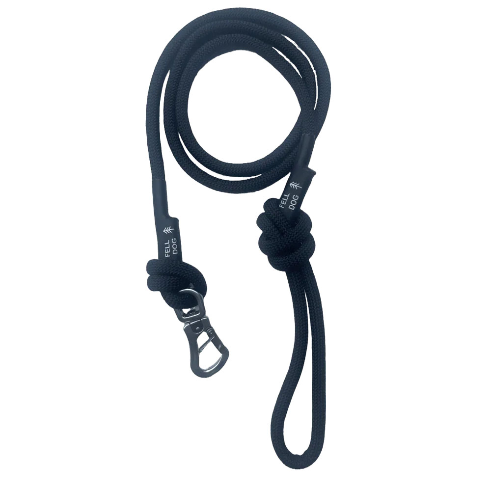 Orange Fell Dog Ridge rope lead with reflective detailing, knotted handle and silver metal trigger clip for secure dog walking.