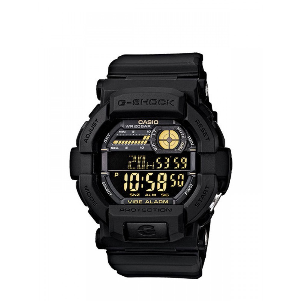 G-Shock Men’s Black Digital Watch Black G-Shock men’s digital wristwatch with illuminated display, rugged resin strap and shock-resistant sports design.