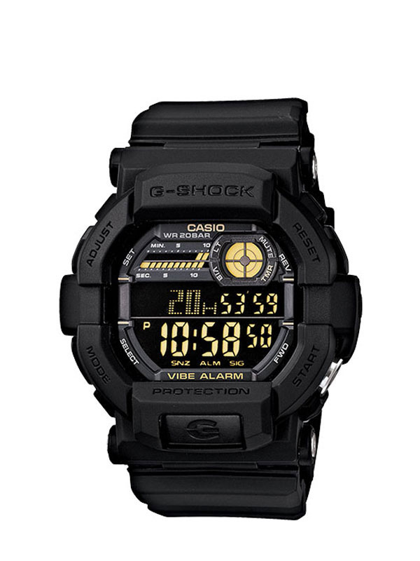 G-Shock Men’s Black Digital Watch Black G-Shock men’s digital wristwatch with illuminated display, rugged resin strap and shock-resistant sports design.