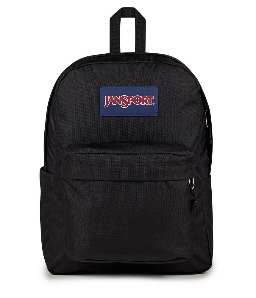 JanSport Beyond Pack 20L backpack in black with a spacious main compartment, front zip pocket, top grab handle, and lightweight design for school, commuting, travel, and everyday use.
