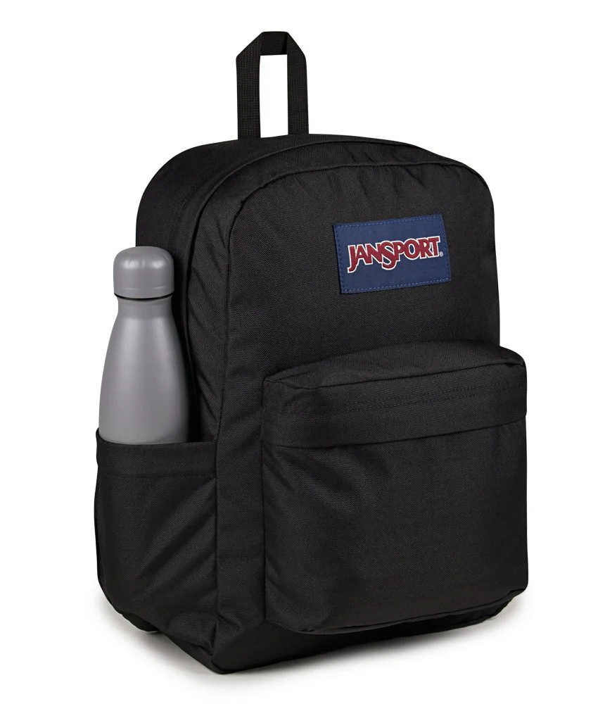JanSport Beyond Pack Backpack – 20L JanSport Beyond Pack 20L backpack in black with a spacious main compartment, front zip pocket, top grab handle, and lightweight design for school, commuting, travel, and everyday use.