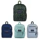 JanSport Big Student 34L backpack available in multiple colours and patterns, featuring two large main compartments, dual front zip pockets, side mesh bottle pocket, and padded shoulder straps for school, college, travel, and everyday use.