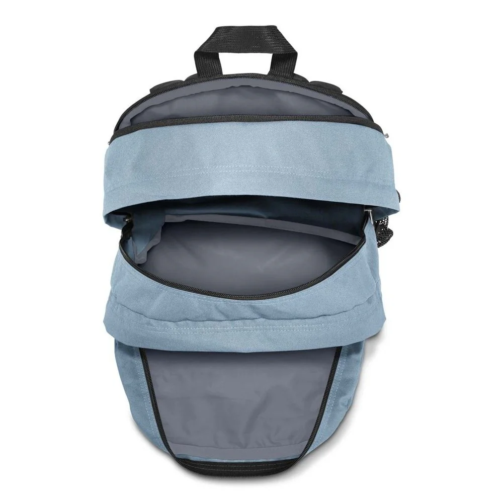 JanSport Big Student 34L backpack available in multiple colours and patterns, featuring two large main compartments, dual front zip pockets, side mesh bottle pocket, and padded shoulder straps for school, college, travel, and everyday use.