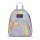 JanSport Half Pint Backpack Mood Map – 10L JanSport Half Pint 10L mini backpack in Mood Map pastel tie-dye with a front zip pocket, top carry handle, and compact design for everyday use and travel.