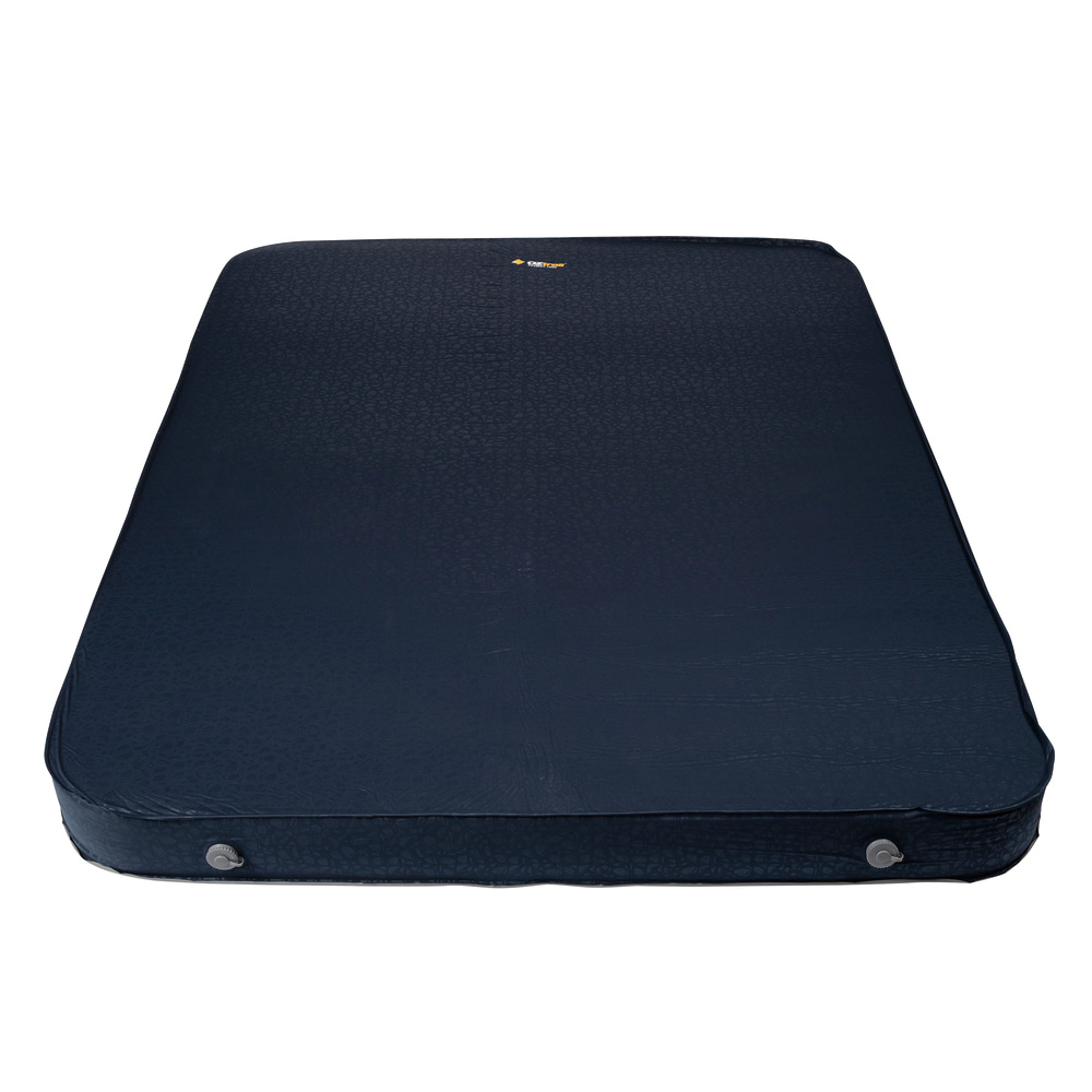 OZtrail 3D Fatmat 1500 camping mattress in dark blue with thick self-inflating foam design for comfortable outdoor sleeping.