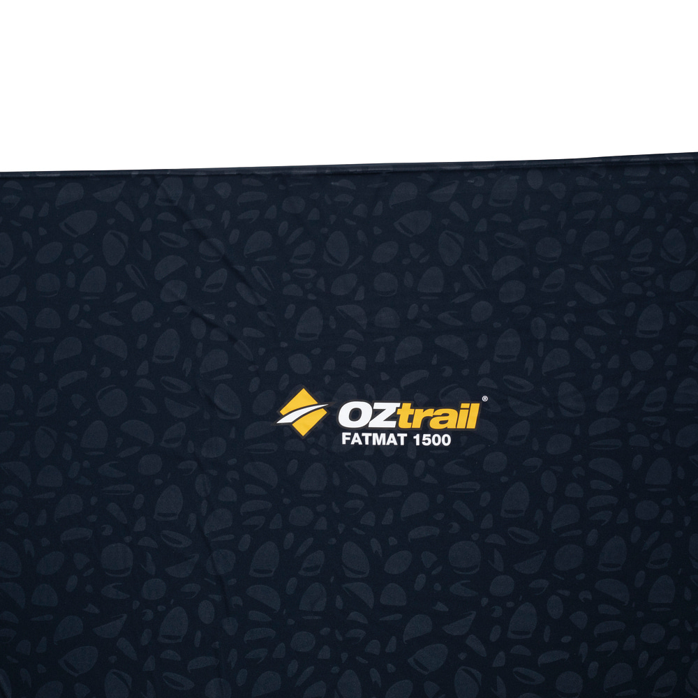 OZtrail 3D Fatmat 1500 camping mattress in dark blue with thick self-inflating foam design for comfortable outdoor sleeping.