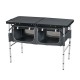 OZtrail Classic foldable camping table with black tabletop, integrated storage compartments and lightweight portable frame designed for camping, picnics and outdoor dining