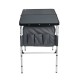 OZtrail Classic foldable camping table with black tabletop, integrated storage compartments and lightweight portable frame designed for camping, picnics and outdoor dining