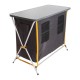 OZtrail Deluxe foldable double camping cupboard with three internal shelves, durable tabletop and portable frame designed for camping kitchen storage and outdoor meal preparation