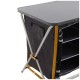OZtrail Deluxe foldable double camping cupboard with three internal shelves, durable tabletop and portable frame designed for camping kitchen storage and outdoor meal preparation