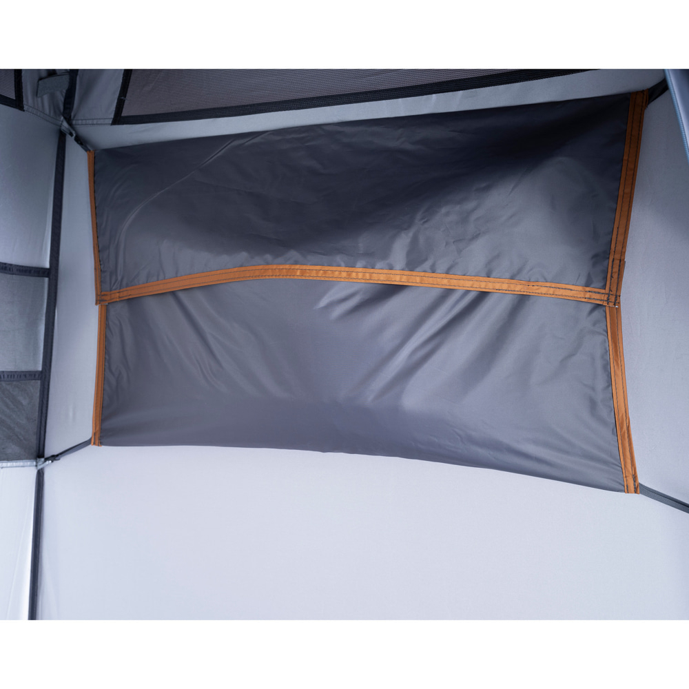OZtrail Fast Frame double shower ensuite tent with dual privacy rooms, fast setup frame and ventilated grey design for camping, showering and portable outdoor changing facilities