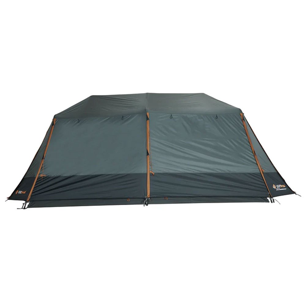 OZtrail Fast Frame Headland 10 person family camping tent with large interior space, extended awnings and fast setup frame designed for group camping and outdoor adventures
