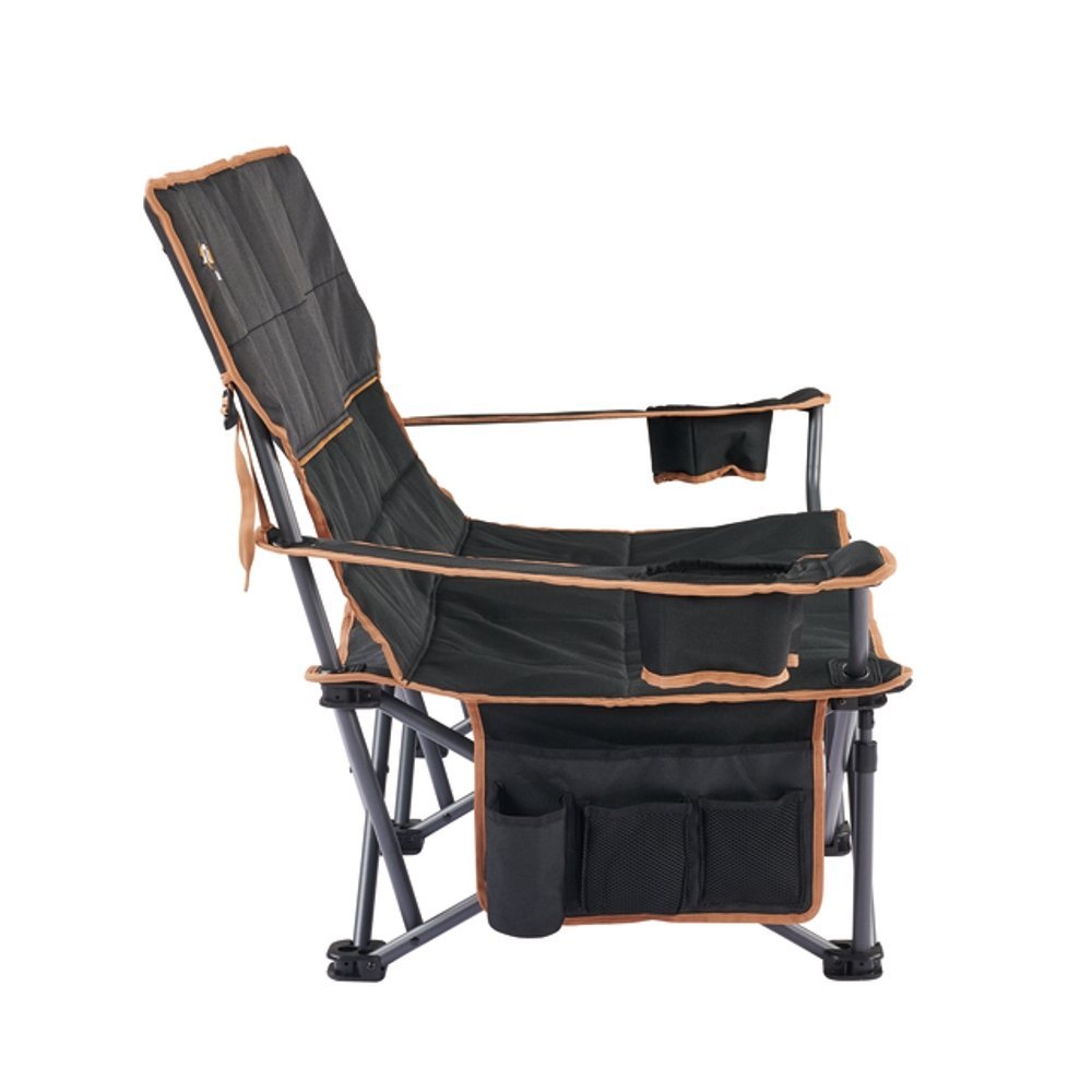 OZtrail Fireside Double Folding Camping Chair Black OZtrail Fireside double folding camping chair in black with padded dual seating, cup holders and sturdy foldable frame designed for camping, outdoor events and relaxing by the fire pit