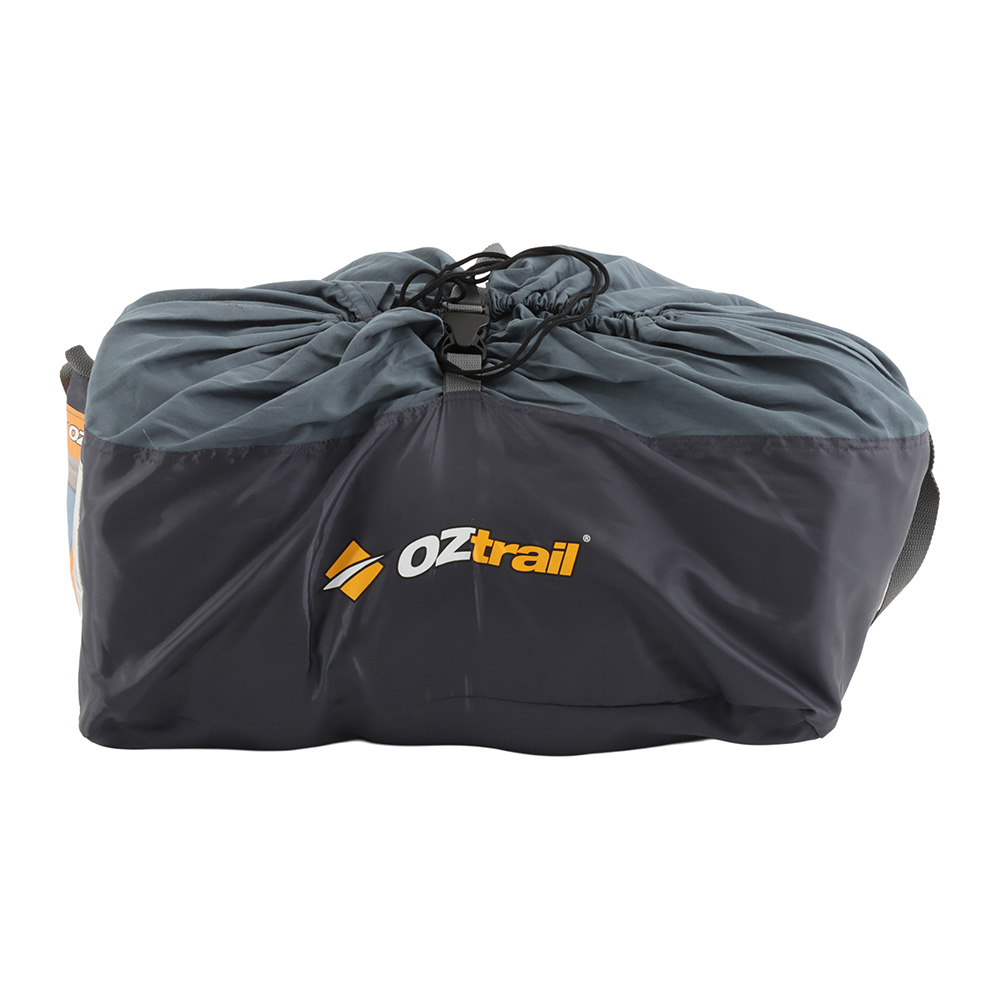 OZtrail Outback Comforter Queen 0C sleeping bag in grey with quilted insulation and spacious design for camping, caravanning and cool weather outdoor comfort