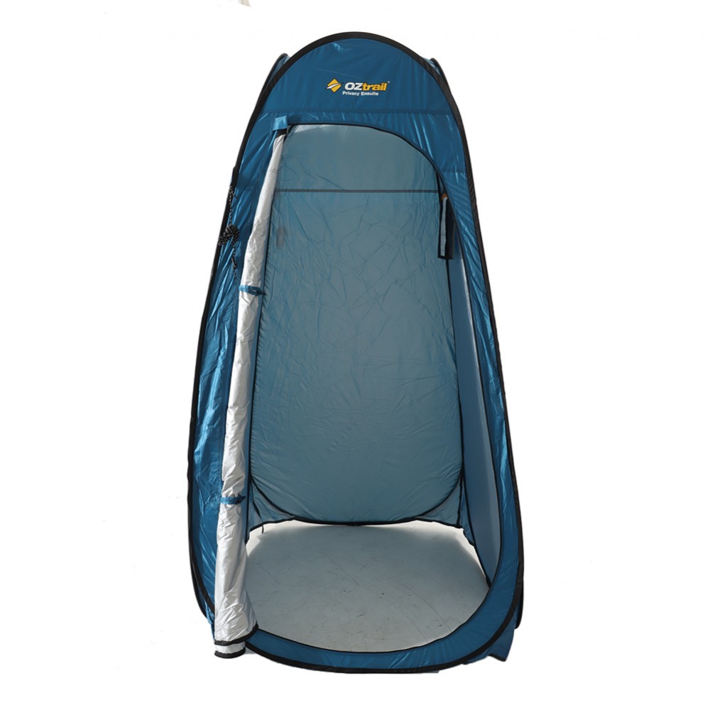 OZtrail Pop Up Privacy Ensuite Dome Tent Blue OZtrail pop up privacy ensuite dome tent in blue with quick setup design for camping showers, portable toilets and outdoor changing privacy areas