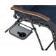OZtrail Sun Lounge Jumbo recliner camping chair with padded navy seat, adjustable reclining backrest and integrated side table for outdoor relaxation and camping comfort