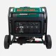 Engel R5500iE 5kW Pure Sinewave Generator with heavy-duty steel frame, integrated transport wheels, fold-down handles, electric start, multiple AC power outlets, digital control panel, and fuel-efficient inverter technology, ideal for caravanning, camping