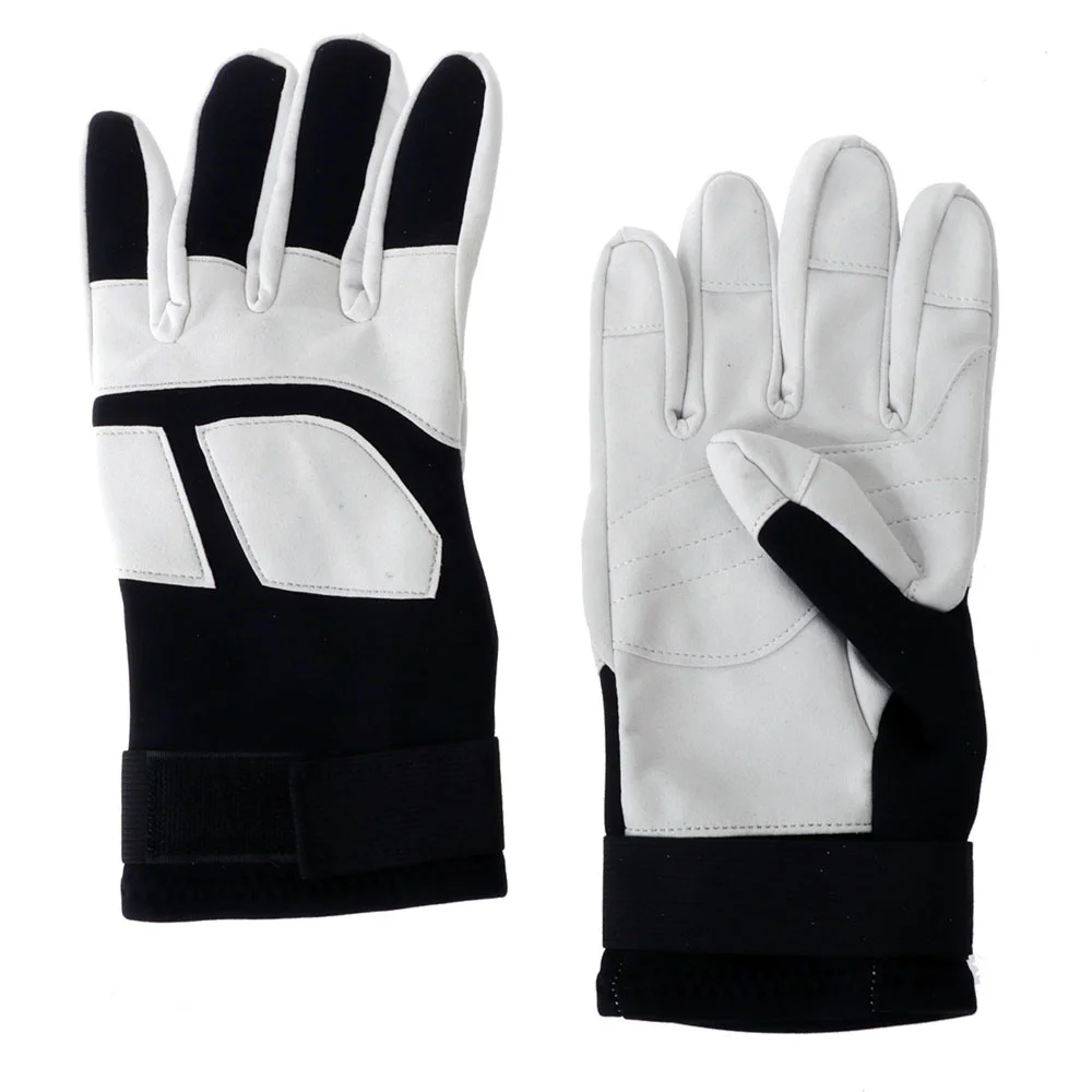Pair of Amara 2mm dive gloves in black and cream, featuring durable Amara palms, flexible neoprene construction, reinforced stitching, and adjustable wrist straps for diving, snorkeling, and water sports.