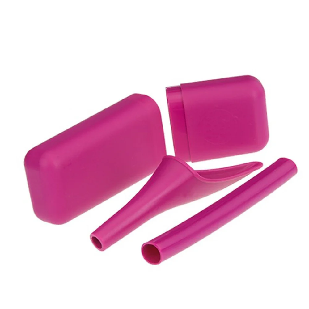 Extreme Portable Female Urination Kit Extreme portable female urination kit with reusable urination device, extension tube and carry case, shown in multiple colours.