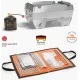 SKOTTI Stainless Steel Grill – Portable Gas BBQ SKOTTI portable stainless steel gas grill with compact flat-pack design, removable cooking grate and gas hose connection, ideal for camping, picnics, caravanning and outdoor cooking.