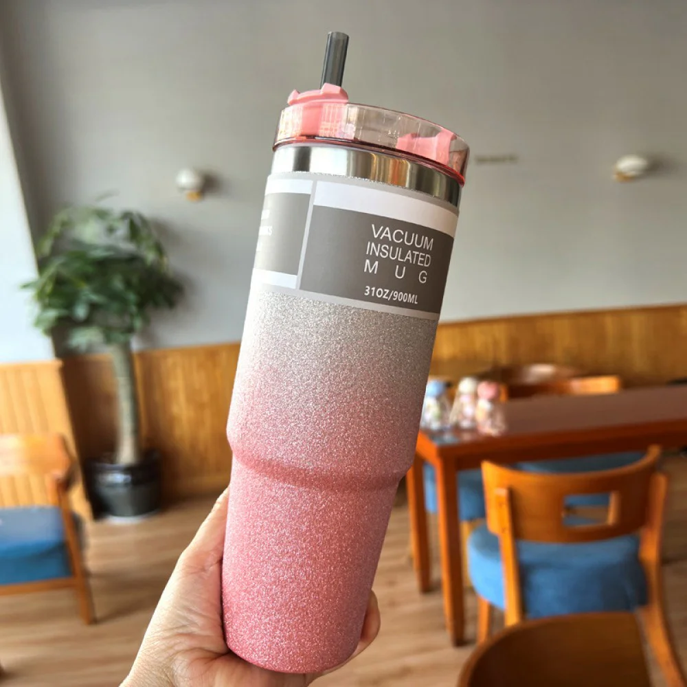 Stainless Steel Insulated Tumbler with Lid and Straw, 600ml