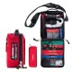 Portable first aid kit with organized medical supplies in a compact red carry case, ideal for travel, camping, hiking, outdoor activities, and emergency preparedness.