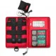 Compact personal first aid kit in a red zippered pouch with organized emergency medical supplies for hiking, camping, travel, outdoor adventures, and everyday preparedness.